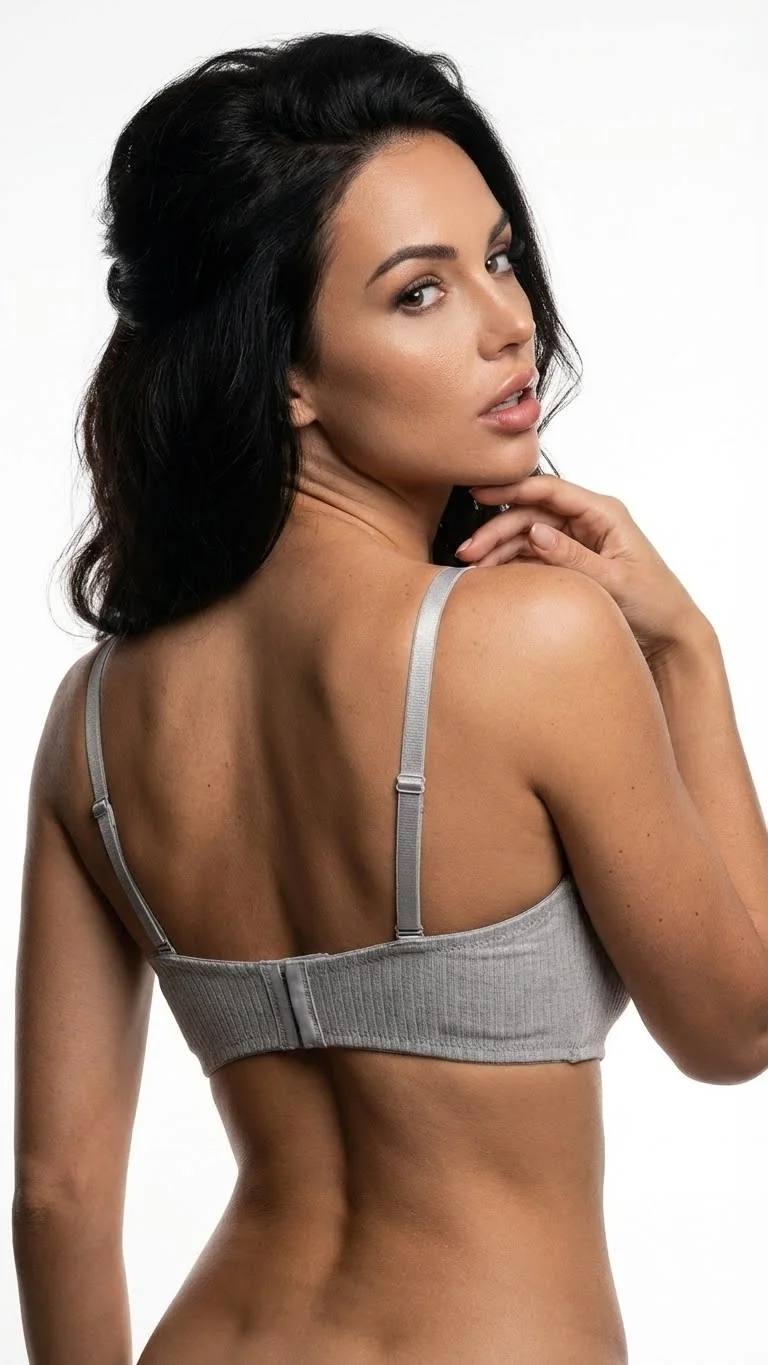 LunaIntim Kül Grisi Melanj Balkonet Sütyen Fitilli Dokulu Destekli Tasarım - Melanj Balkonet Detay